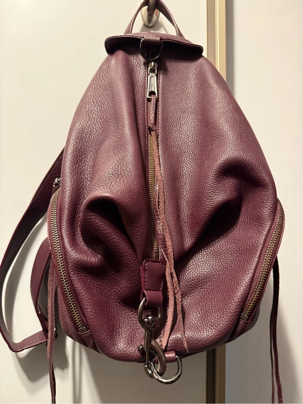 Rebecca Minkoff Regular Julian Women's Leather Backpack Purse - Burgundy
